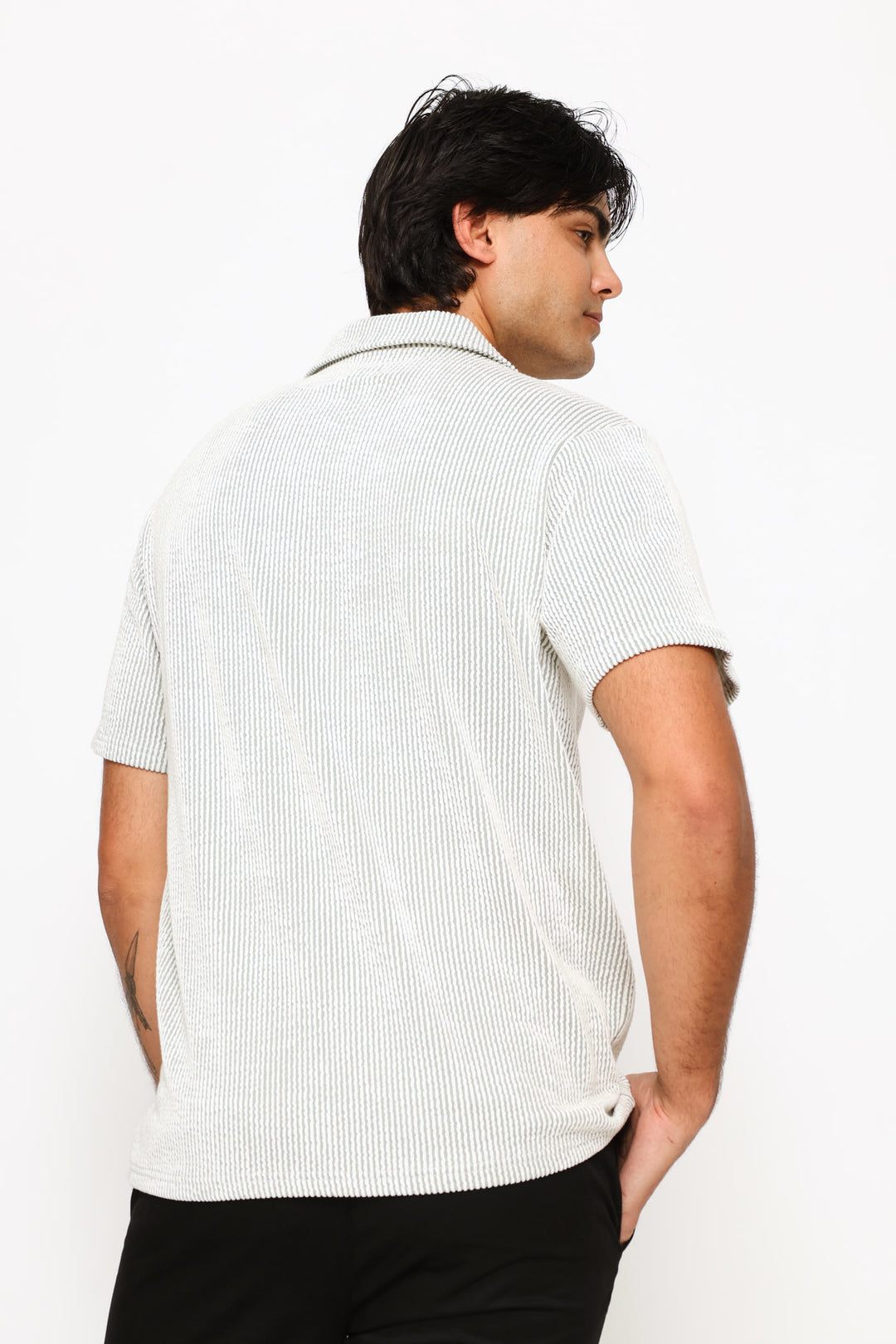 Seersucker Shirt - Sage/Ecru