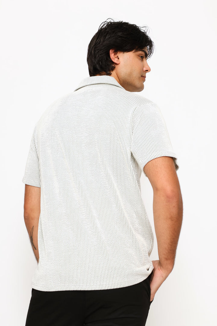 Seersucker Shirt - Sage/Ecru