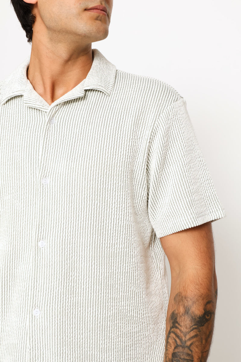 Seersucker Shirt - Sage/Ecru
