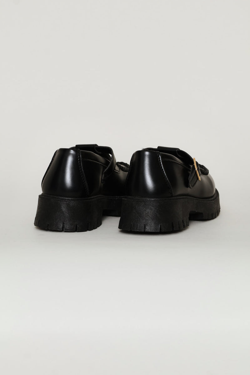 Girls Chunky T-Bar Loafer - Black