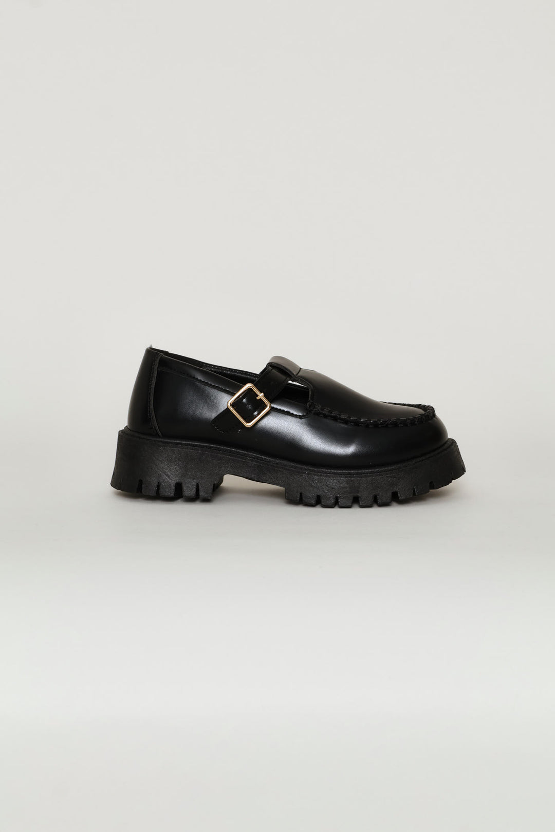 Girls Chunky T-Bar Loafer - Black