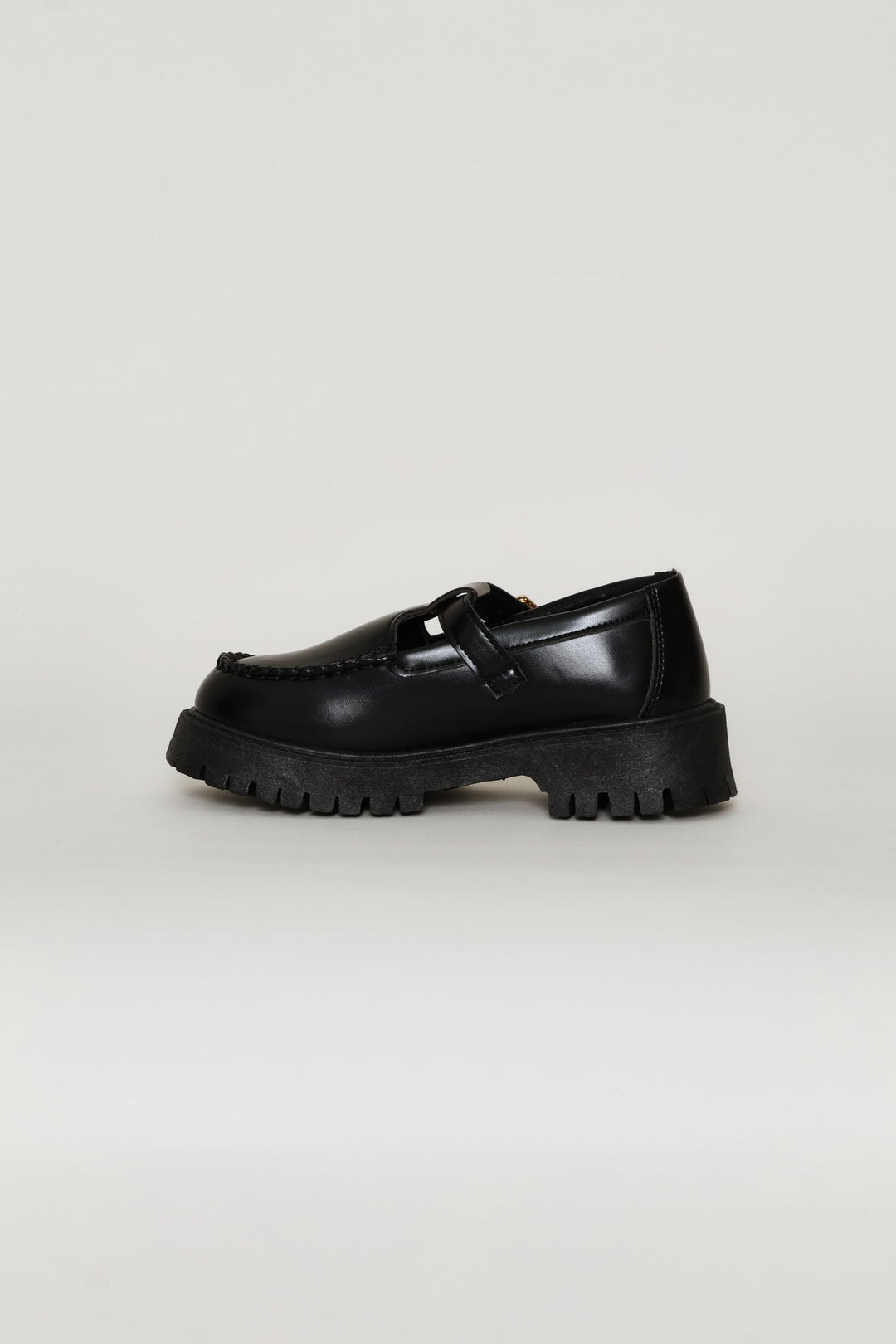 Girls Chunky T-Bar Loafer - Black
