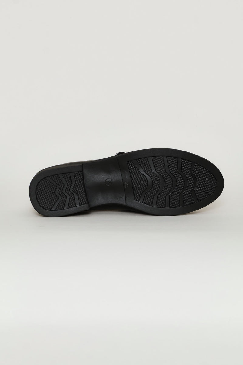 Ruched Vamp Penny Moccasin Loafer - Black