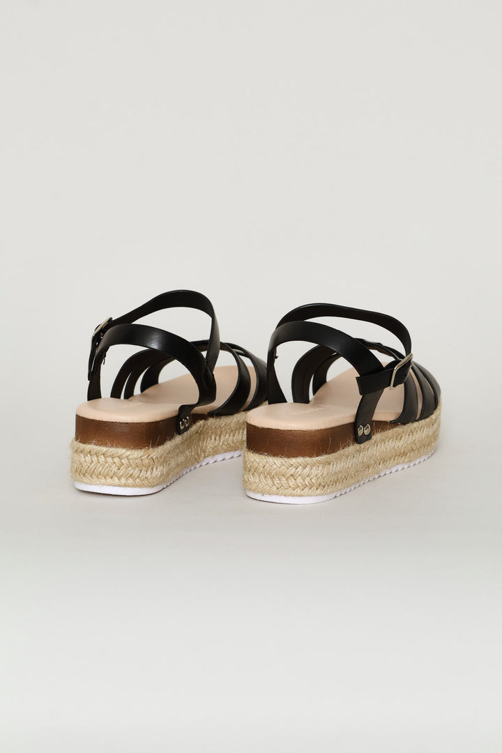 Girls Espadrillle Wedge Sandal - Black