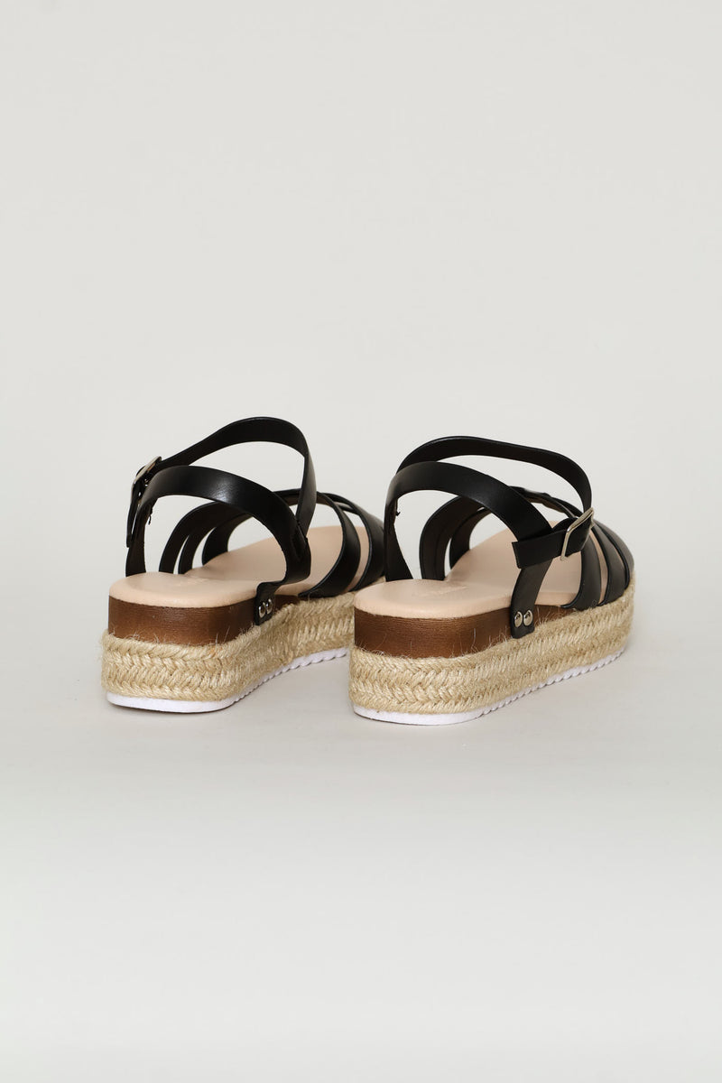Girls Espadrillle Wedge Sandal - Black