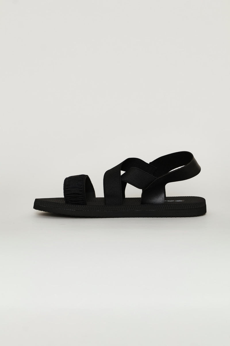 Ankle Strap Double Strap Mule Sandal - Black