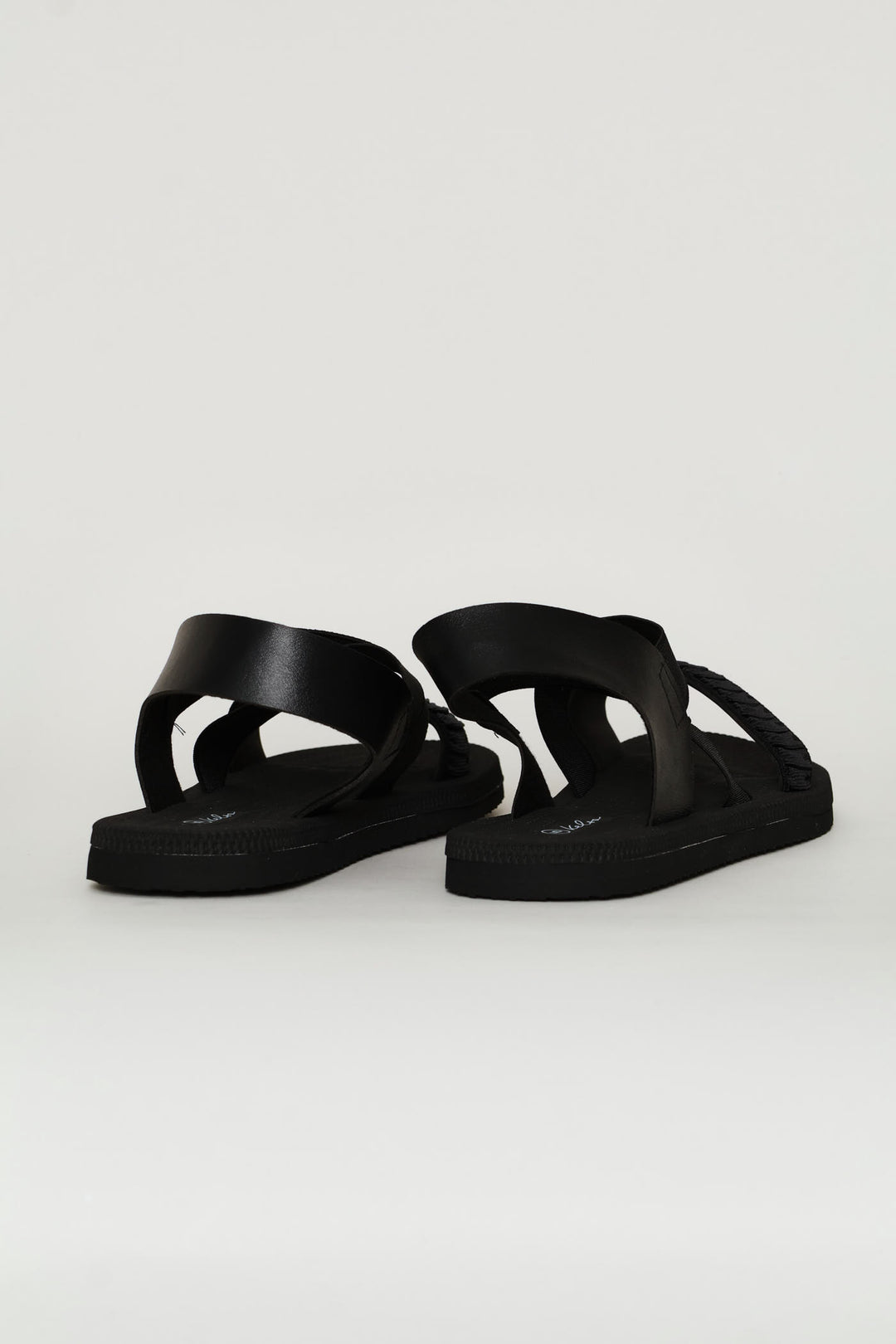 Ankle Strap Double Strap Mule Sandal - Black