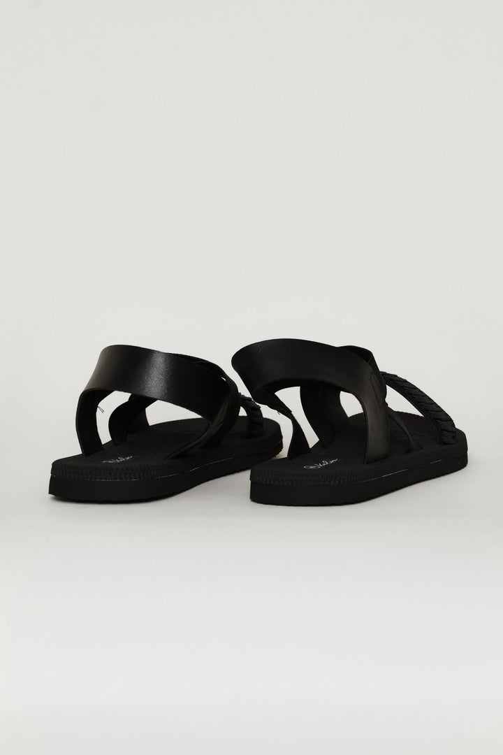 Ankle Strap Double Strap Mule Sandal - Black
