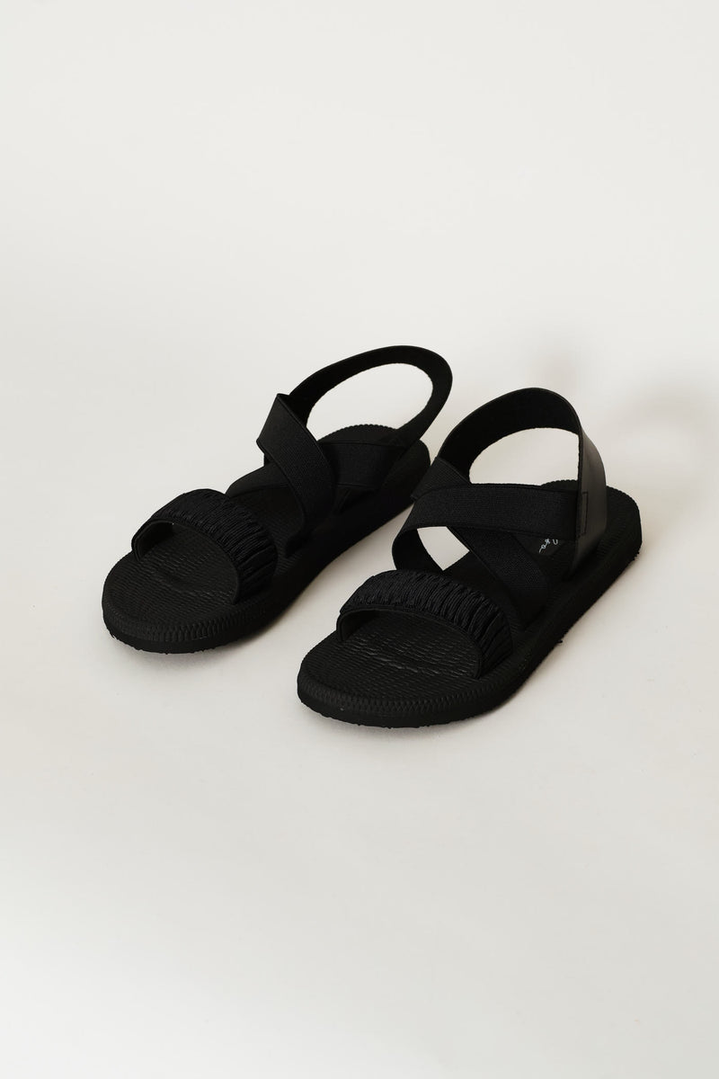 Ankle Strap Double Strap Mule Sandal - Black