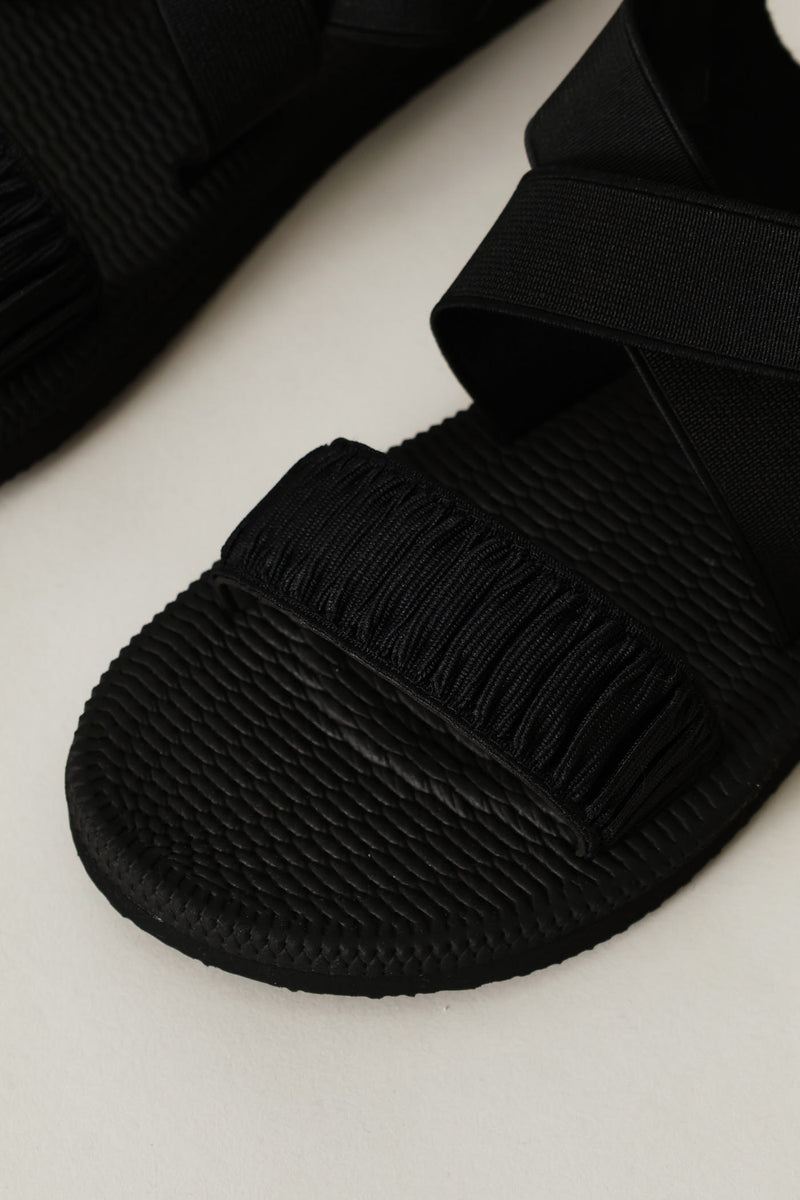Ankle Strap Double Strap Mule Sandal - Black