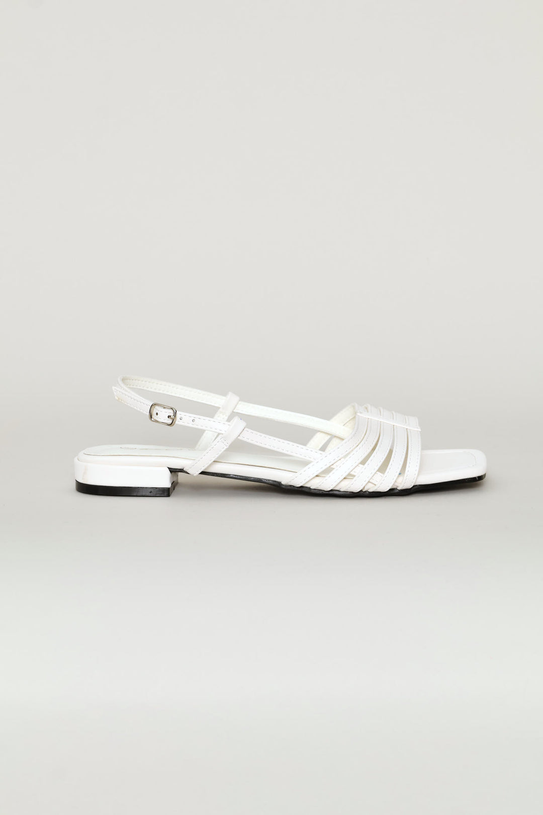 Dainty Buckle Detail Multistrap Slingback Sandal - Off White