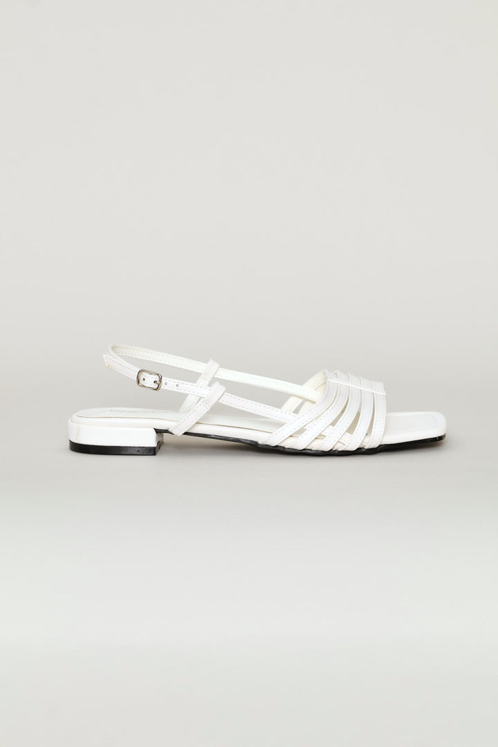 Dainty Buckle Detail Multistrap Slingback Sandal - Off White