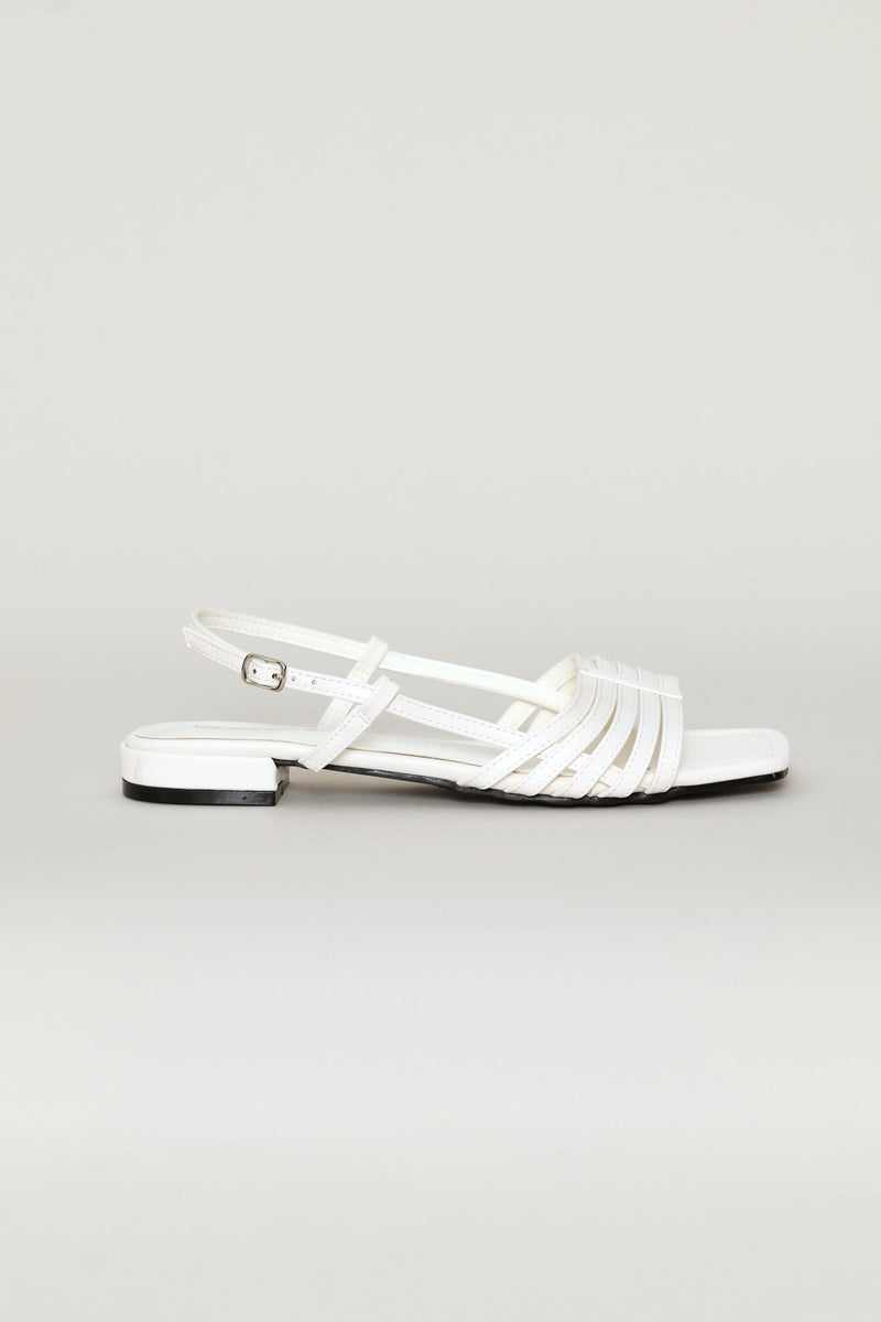 Dainty Buckle Detail Multistrap Slingback Sandal - Off White
