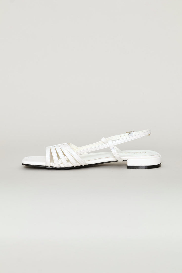 Dainty Buckle Detail Multistrap Slingback Sandal - Off White