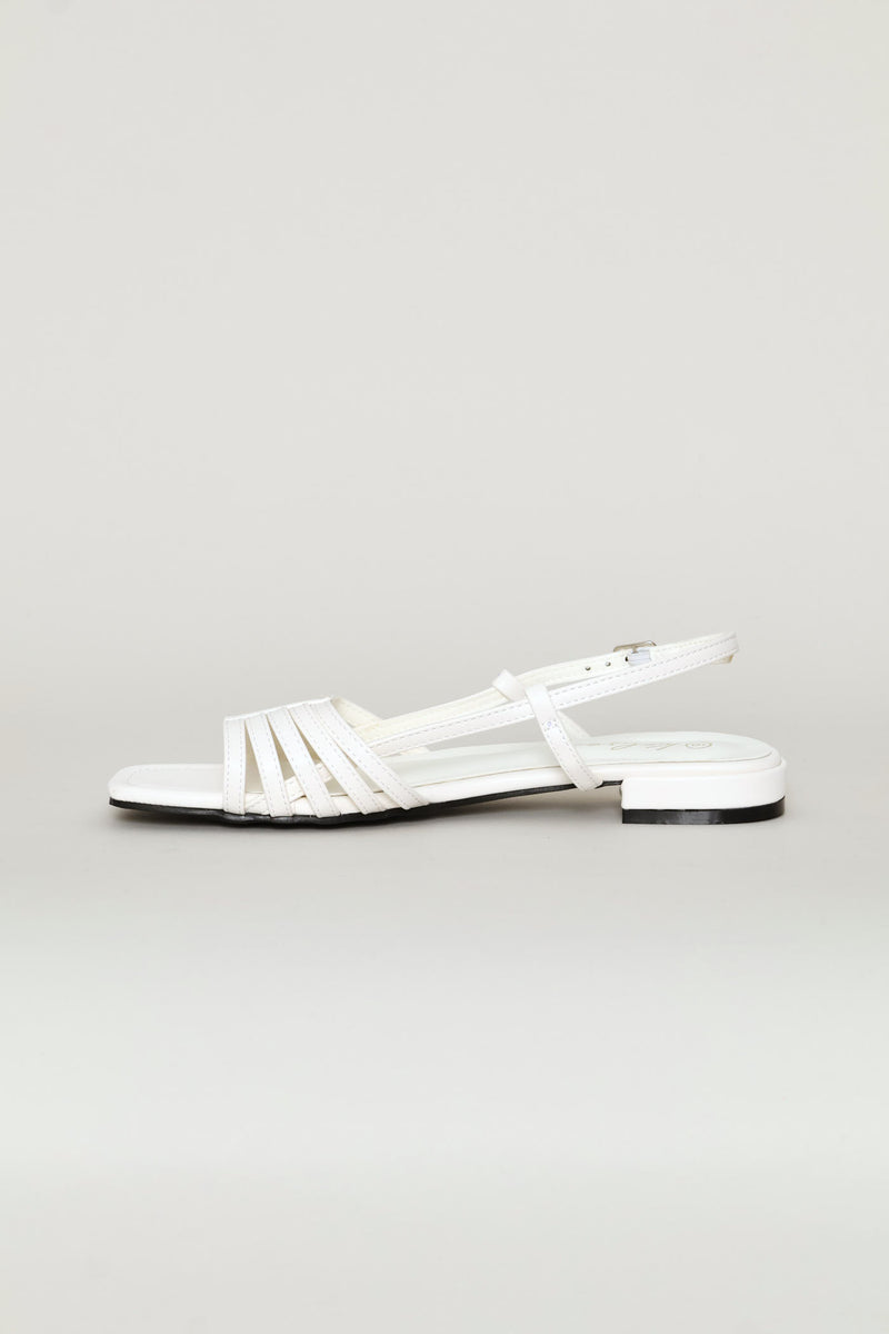 Dainty Buckle Detail Multistrap Slingback Sandal - Off White