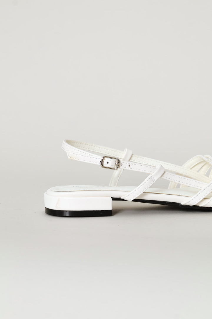 Dainty Buckle Detail Multistrap Slingback Sandal - Off White