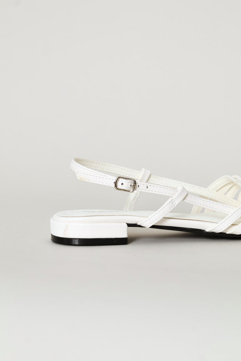 Dainty Buckle Detail Multistrap Slingback Sandal - Off White