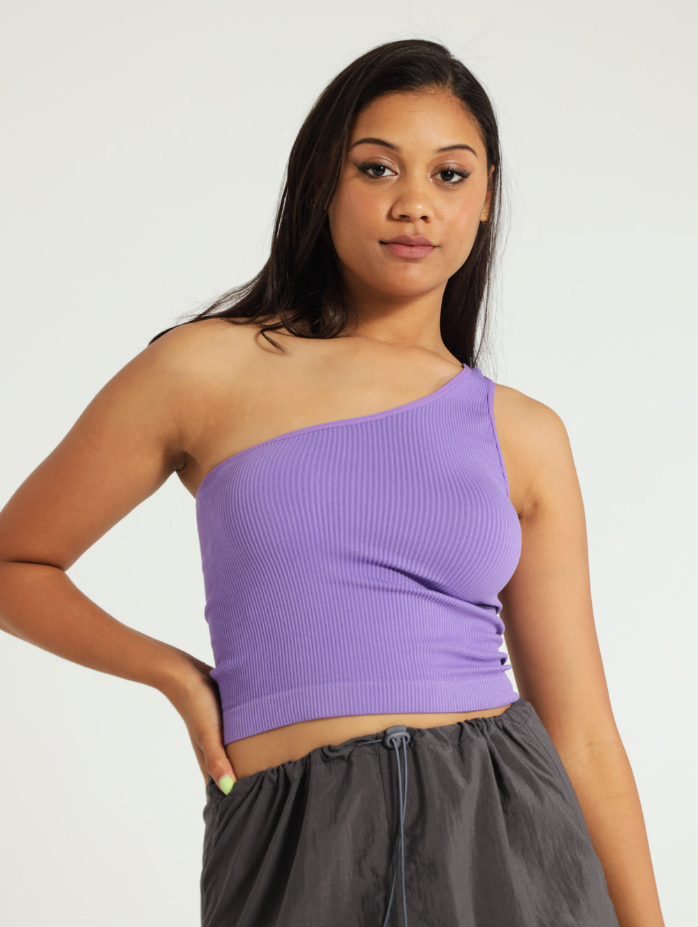 One Shoulder Seamless Top - Lavender