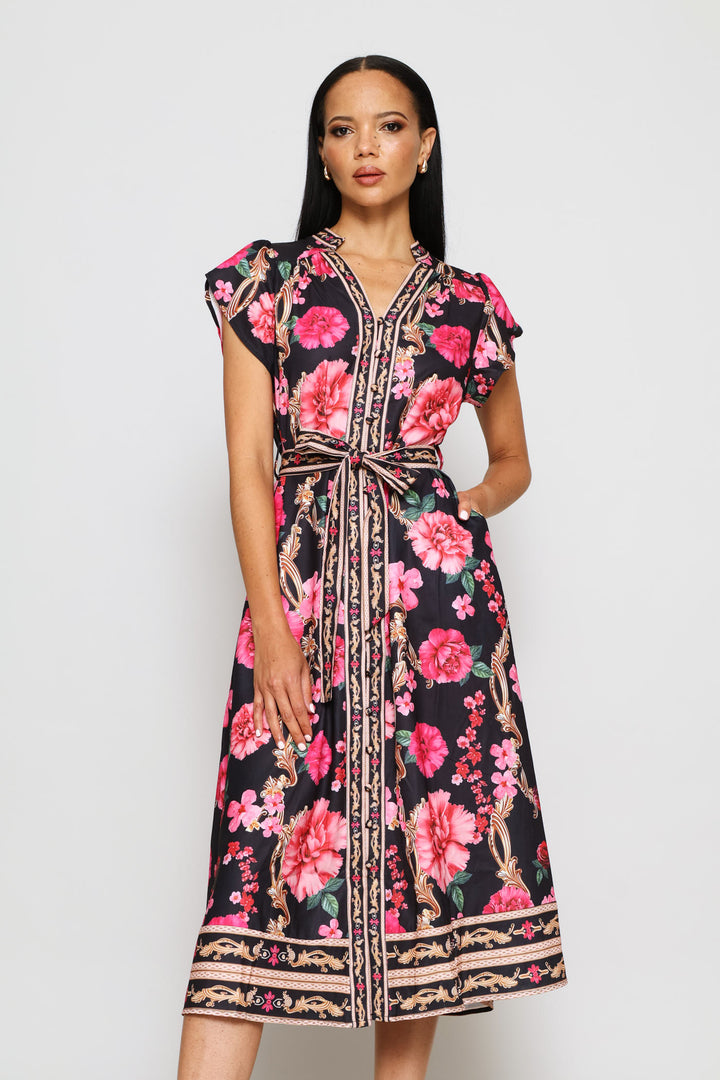 Floral Belted Dress - Pink