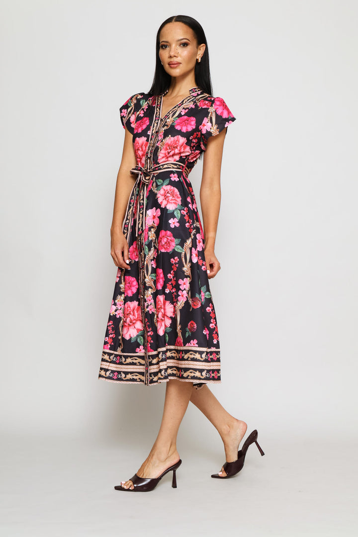 Floral Belted Dress - Pink