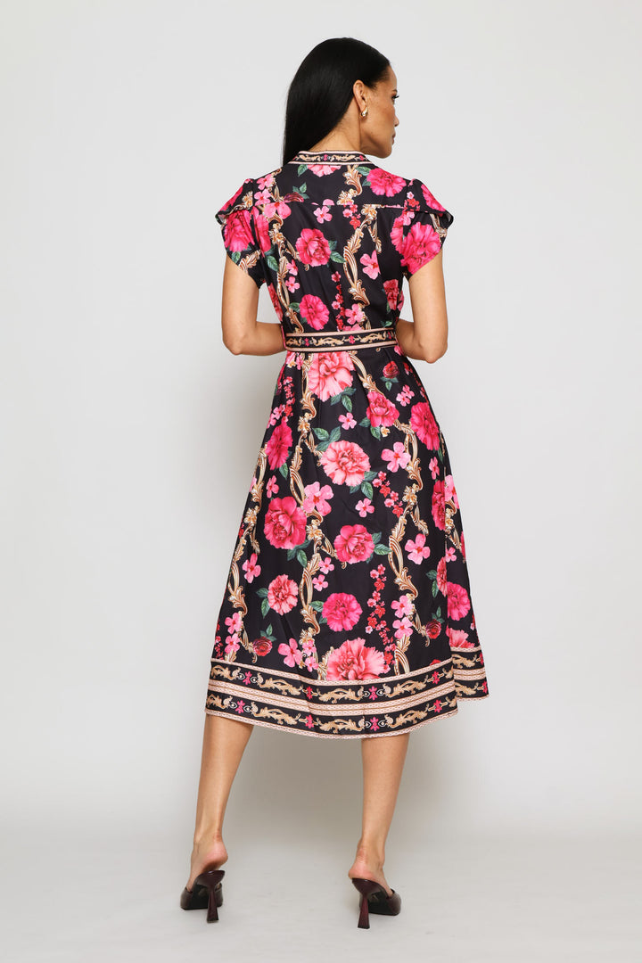 Floral Belted Dress - Pink