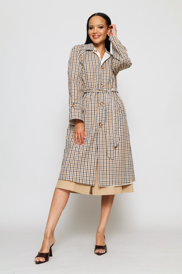 Epaulette Detail Reversible Trench Coat - Light Stone