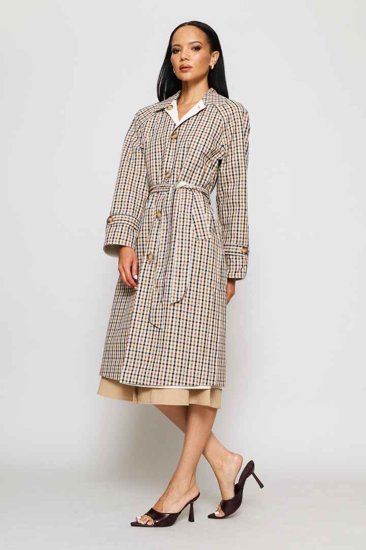 Epaulette Detail Reversible Trench Coat - Light Stone
