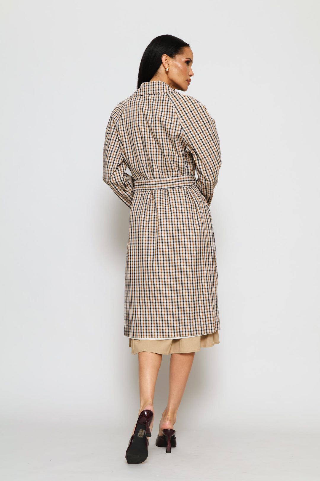 Epaulette Detail Reversible Trench Coat - Light Stone