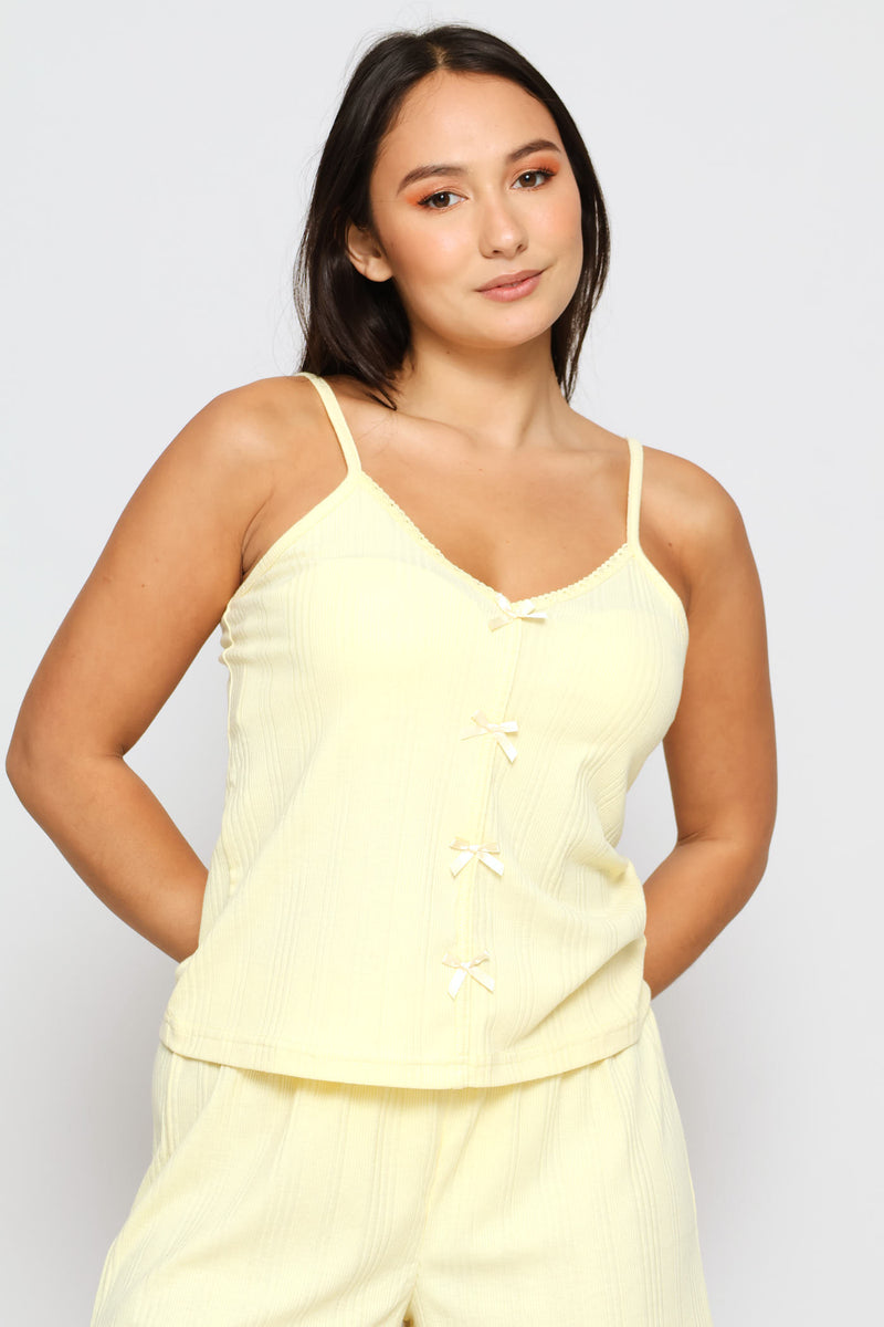 Textured Knit Sleep Cami - Yellow