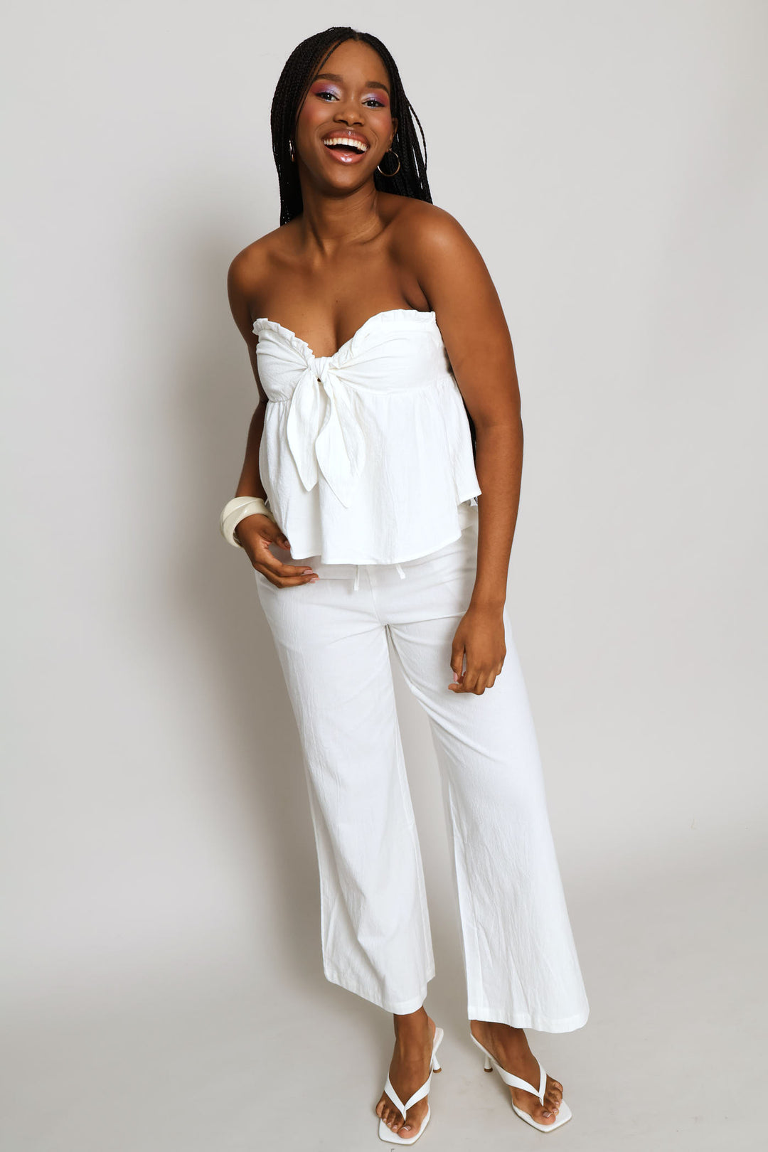 Wide Leg Rustic Trouser - White
