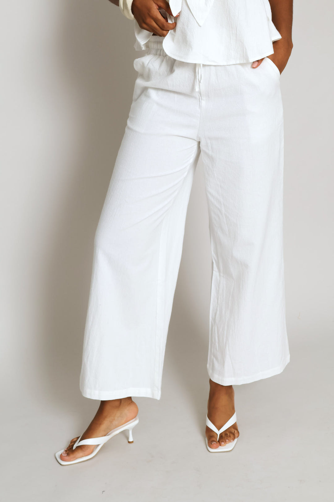 Wide Leg Rustic Trouser - White
