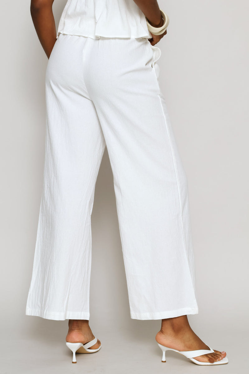 Wide Leg Rustic Trouser - White