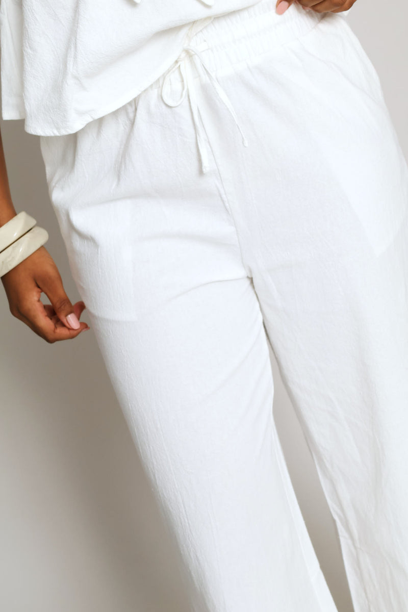 Wide Leg Rustic Trouser - White