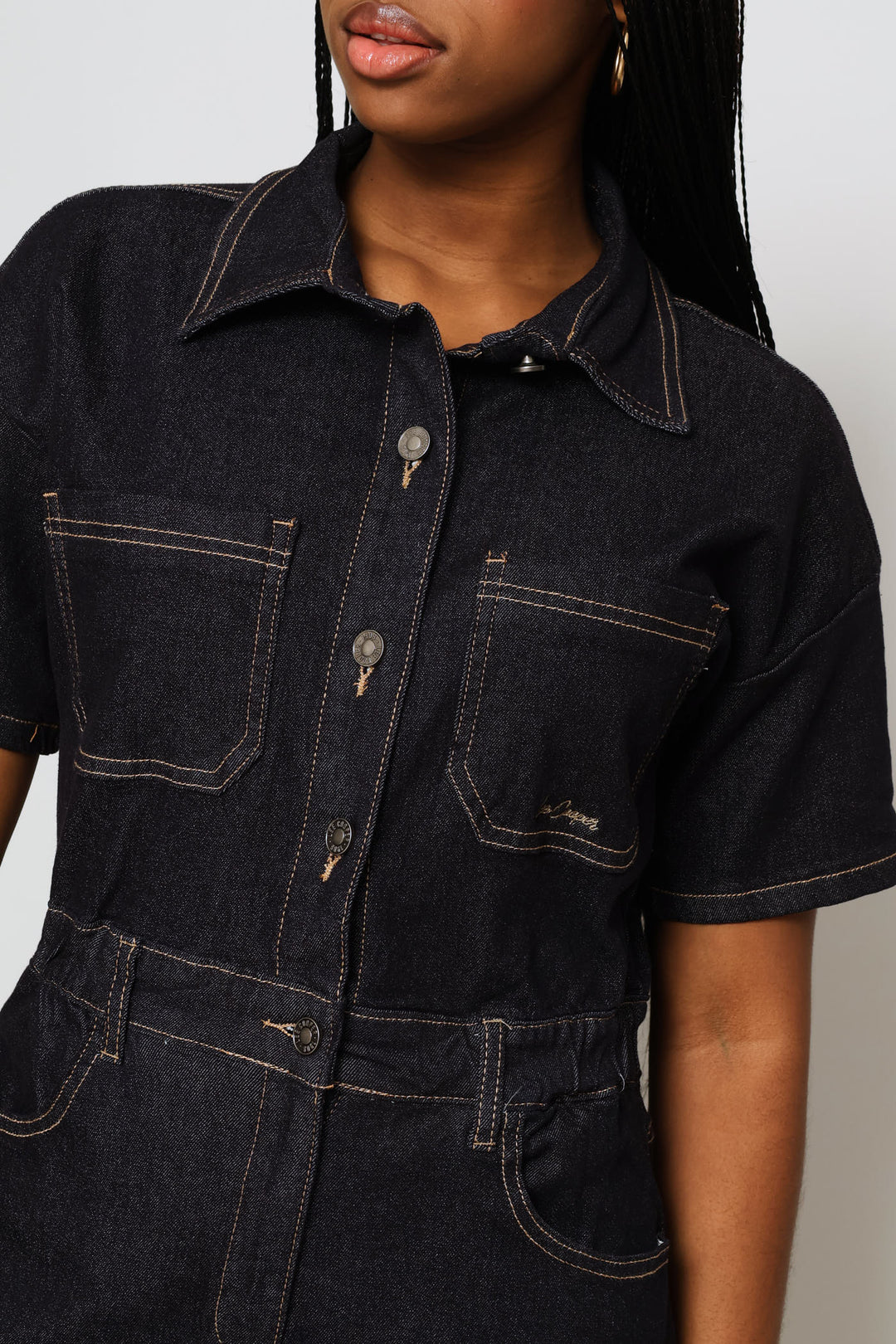 Collared Jumpsuit - Dark Indigo