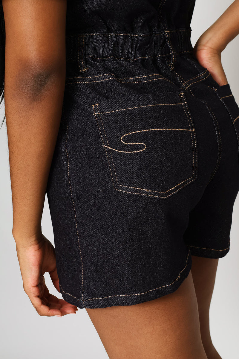 Collared Jumpsuit - Dark Indigo