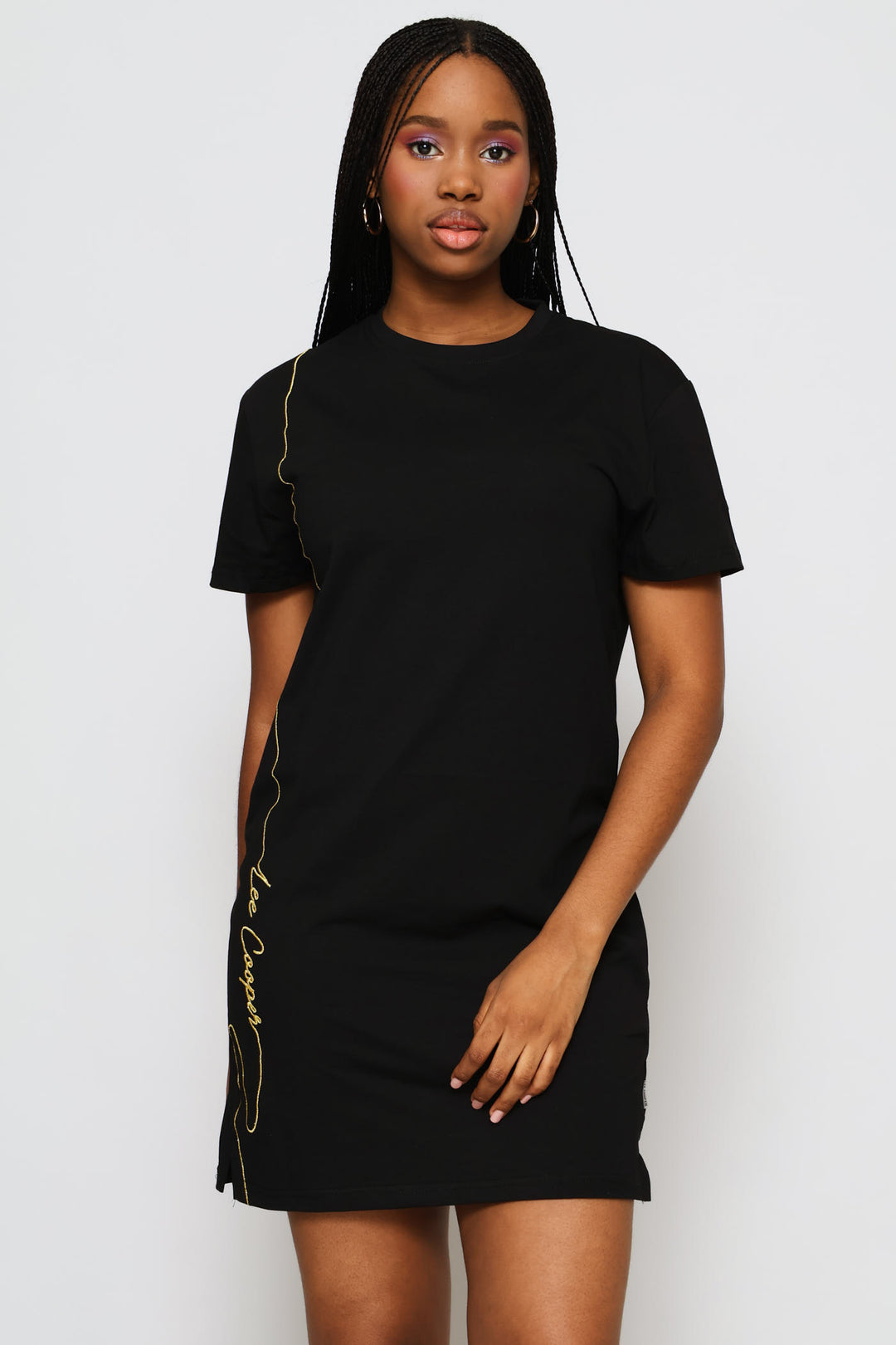 Crew Neck T-Shirt Dress - Black