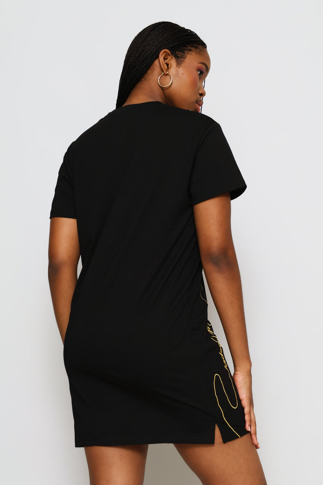 Crew Neck T-Shirt Dress - Black