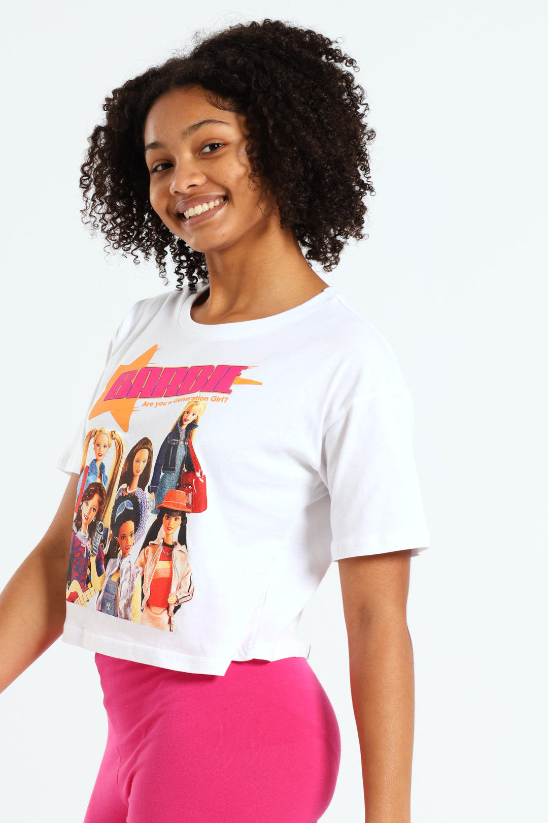 Girls Barbie Boxy Tee - White