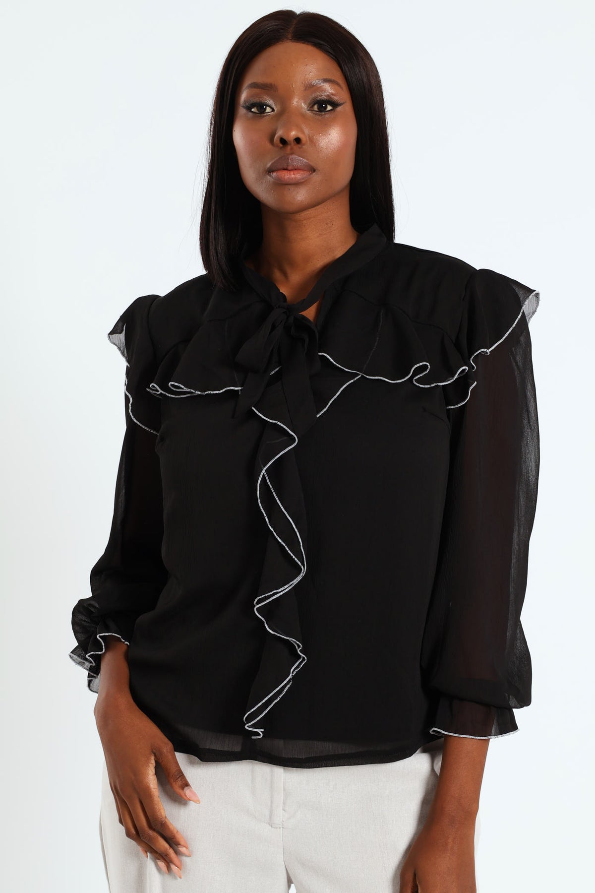Bibiy. KITTY RIBBON BLOUSE Bibiy KITTY RIBBON BLOUSE BLACK Ladies