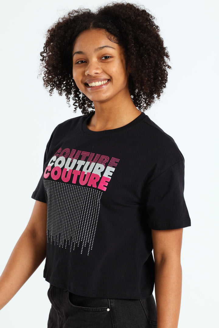 Girls Boxy Couture Tee - Black