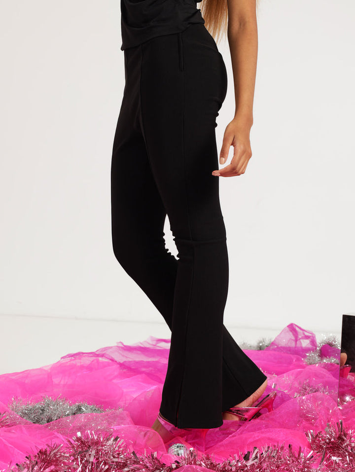 Ottoman Panel Flare Pant - Black