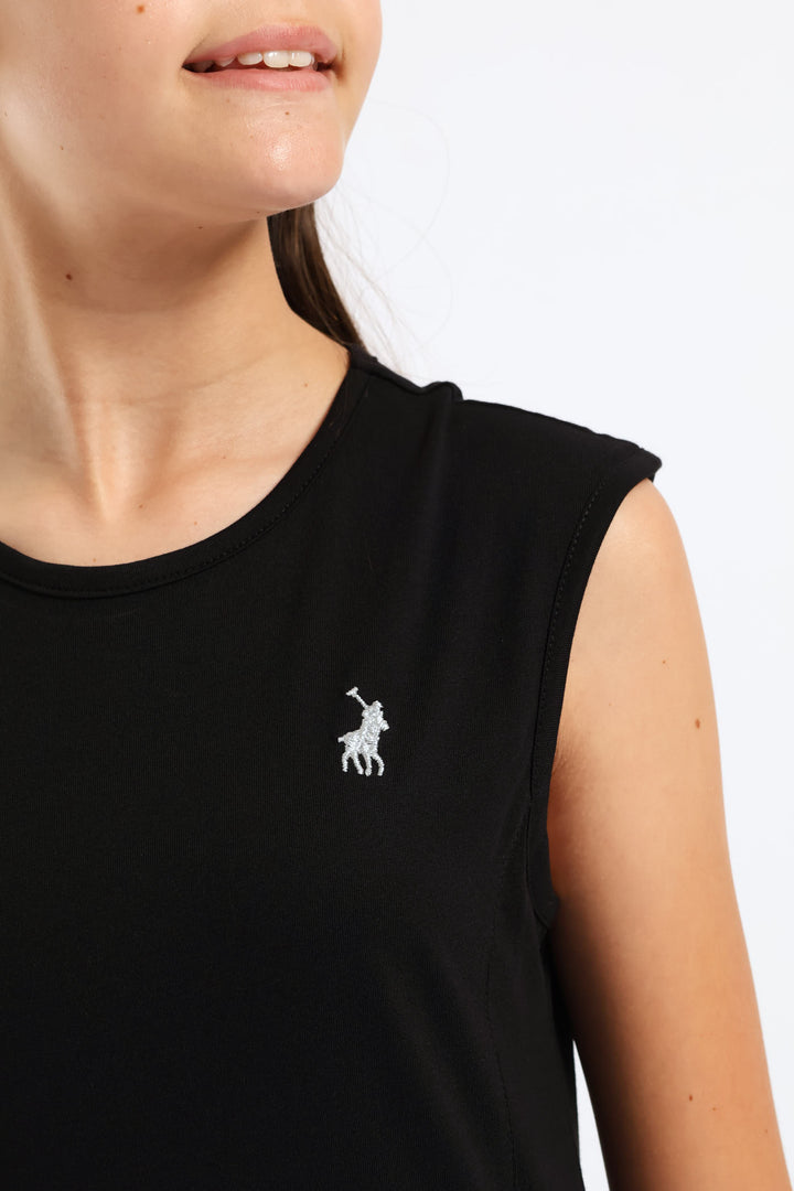 Girls Anna Pleated Dress - Black