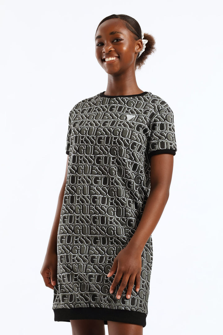 Girls Short Sleeve Active Dress - Black