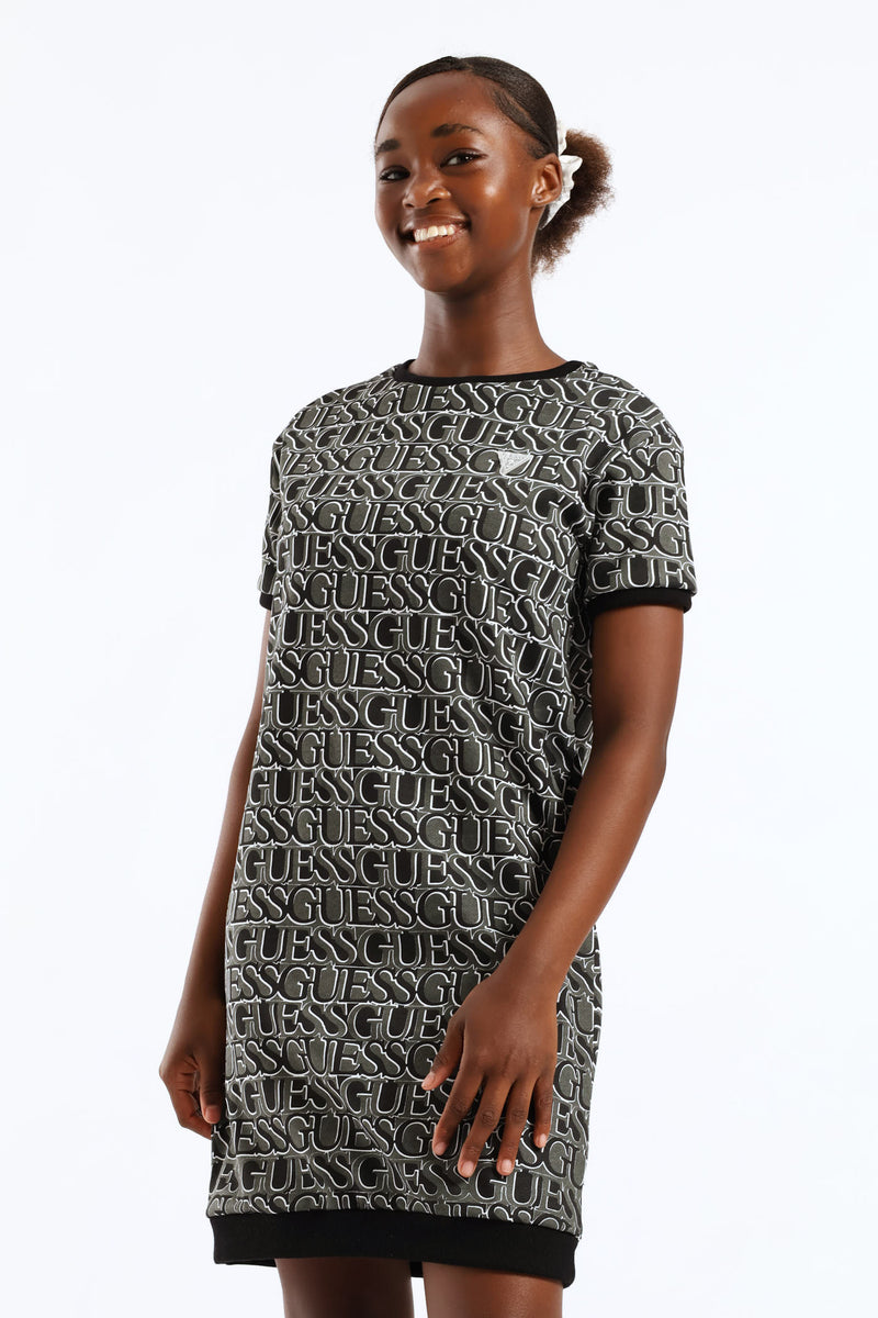 Girls Short Sleeve Active Dress - Black