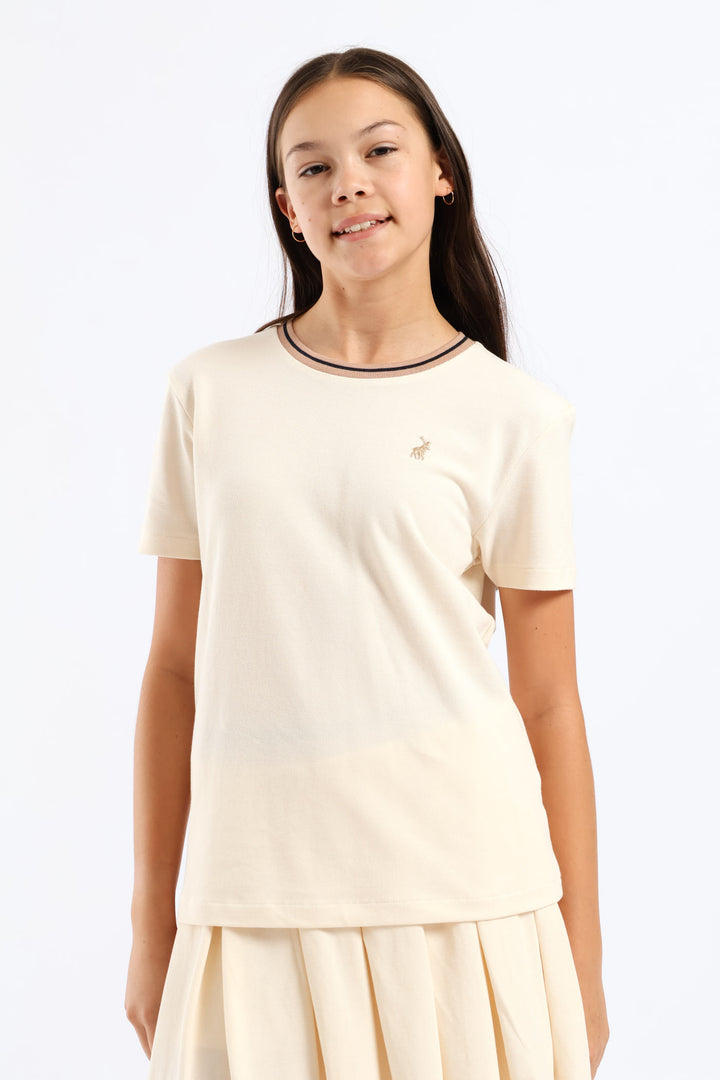 Girls Asha Pique Tee - Sand
