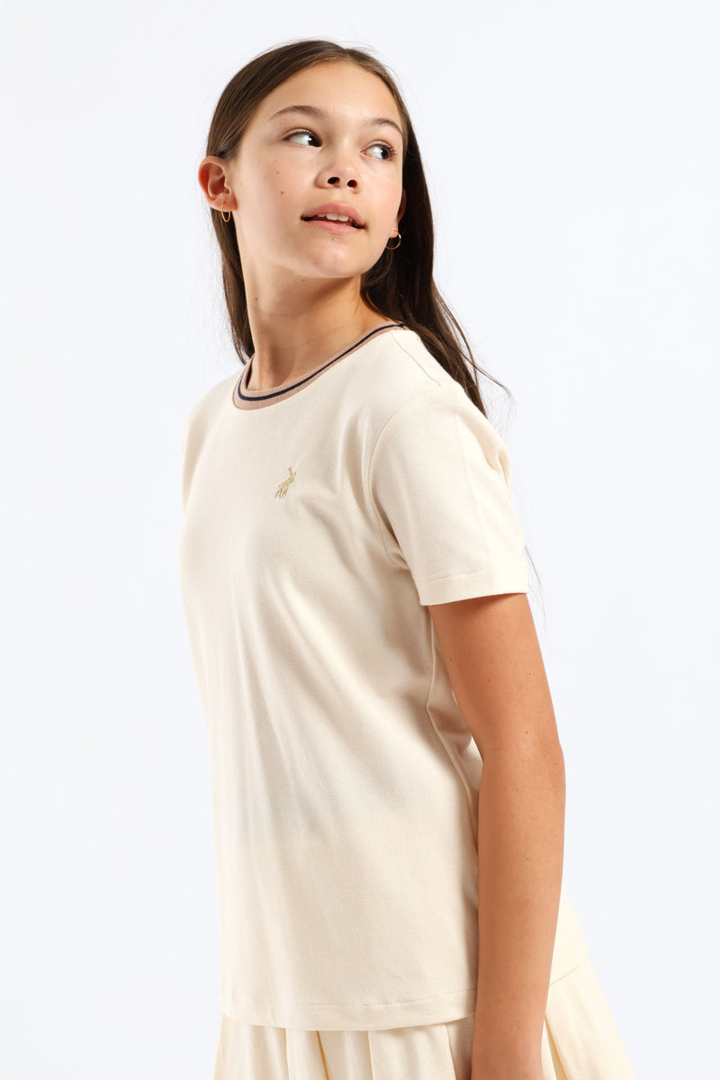 Girls Asha Pique Tee - Sand