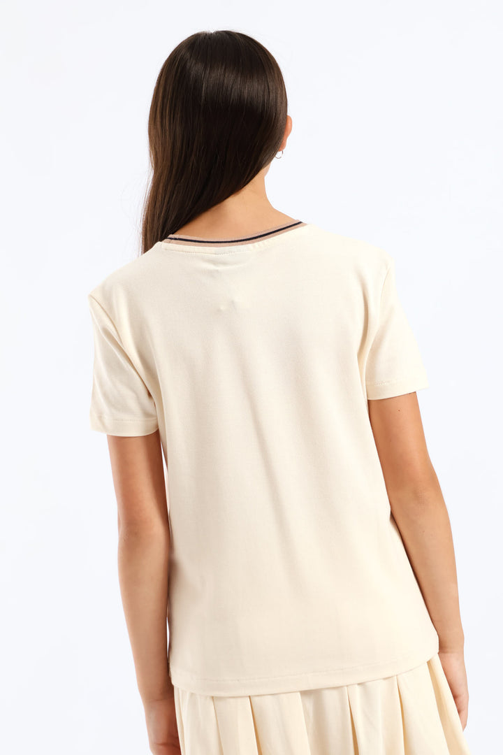 Girls Asha Pique Tee - Sand