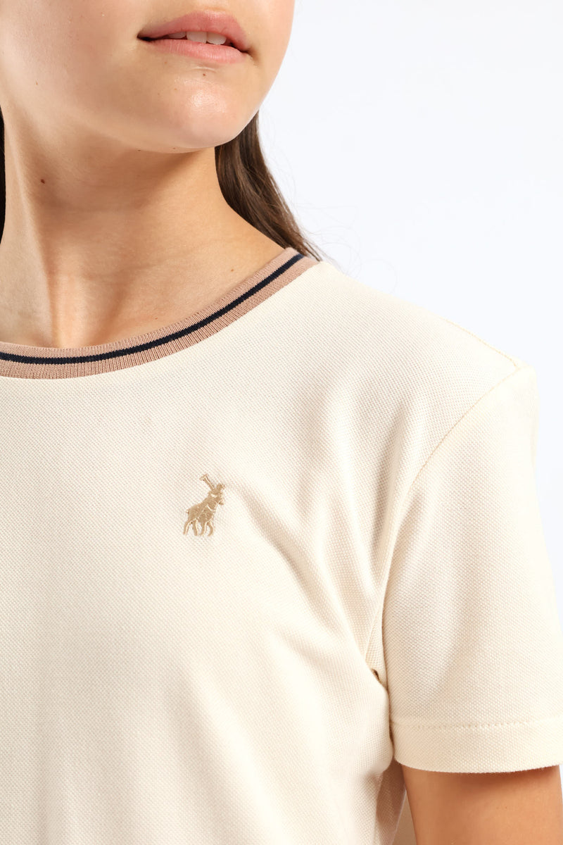 Girls Asha Pique Tee - Sand