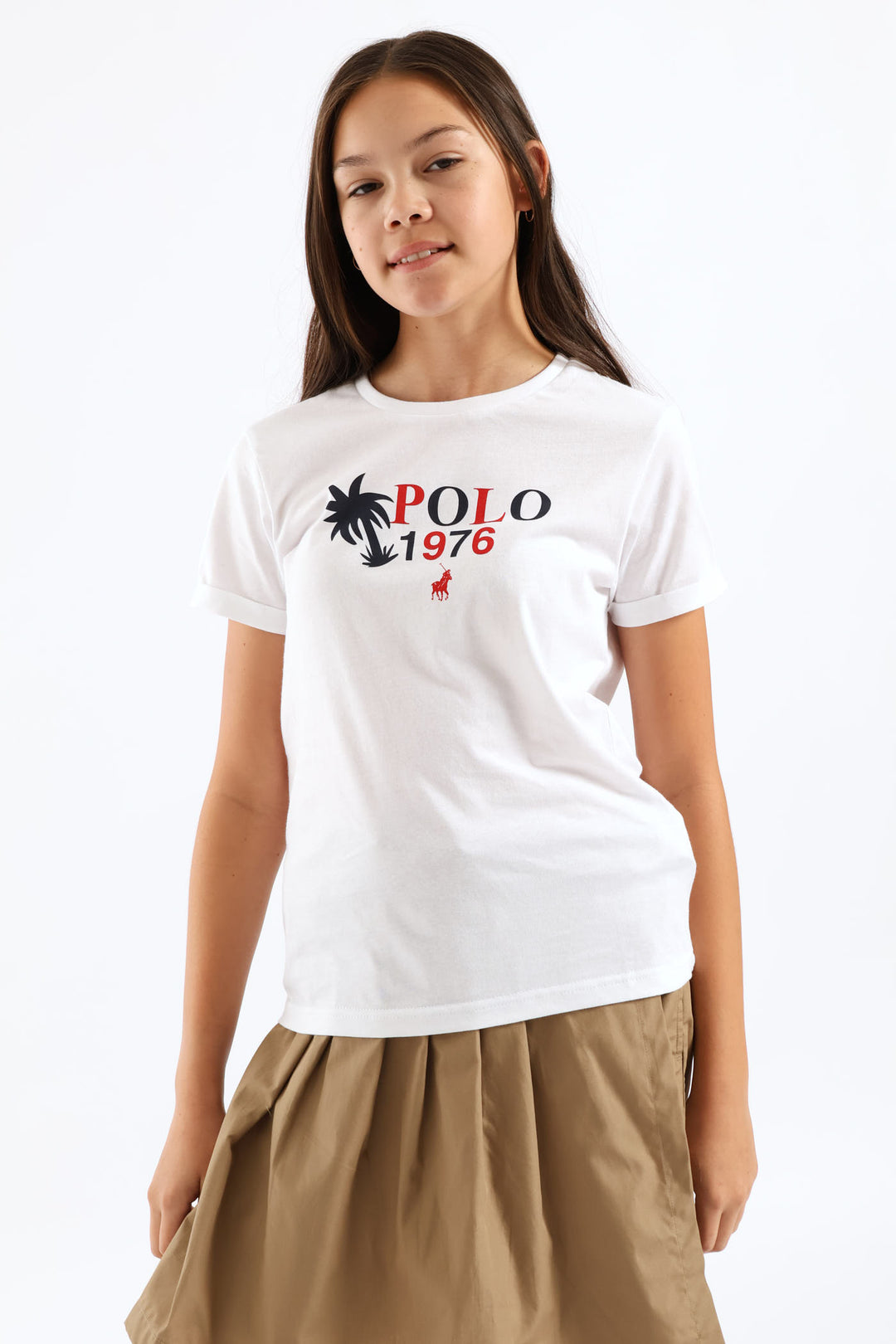 Girls Anele Print Tee - White