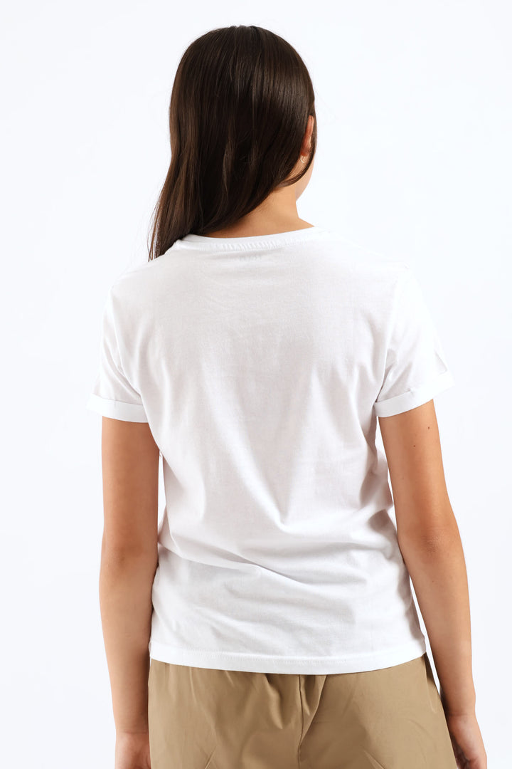 Girls Anele Print Tee - White